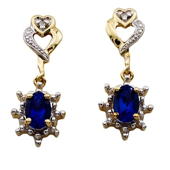 9ct gold Sapphire Drop Earrings